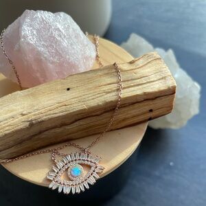 Cubic Zirconia & Opal Evil Eye Necklace